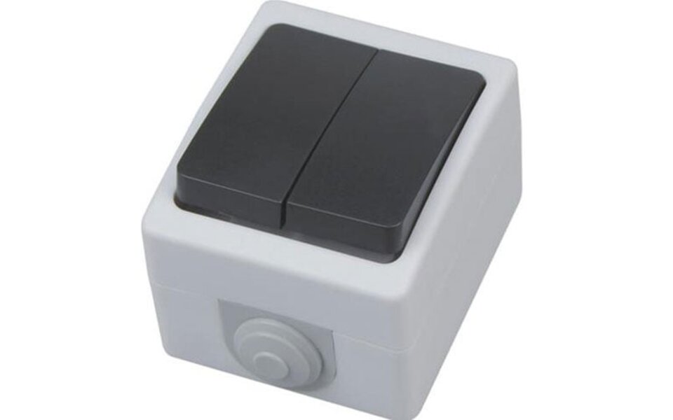 HLW LED Dubbele serieschakelaar IP54 opbouw 2-knops 230V LED