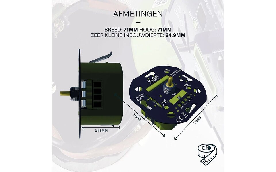 EcoDim EcoDim ECO-DIM.12 1-10V LED-dimmer 50 mA inbouw soft-start EcoDim EcoDim ECO-DIM.12 1-10V LED-dimmer 50 mA inbouw soft-start