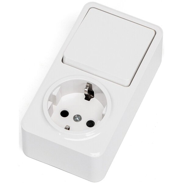 HLW LED Aigi Winy opbouw wandcontactdoos wit + wissel randaarde HLW LED Aigi Winy opbouw wandcontactdoos wit + wissel randaarde