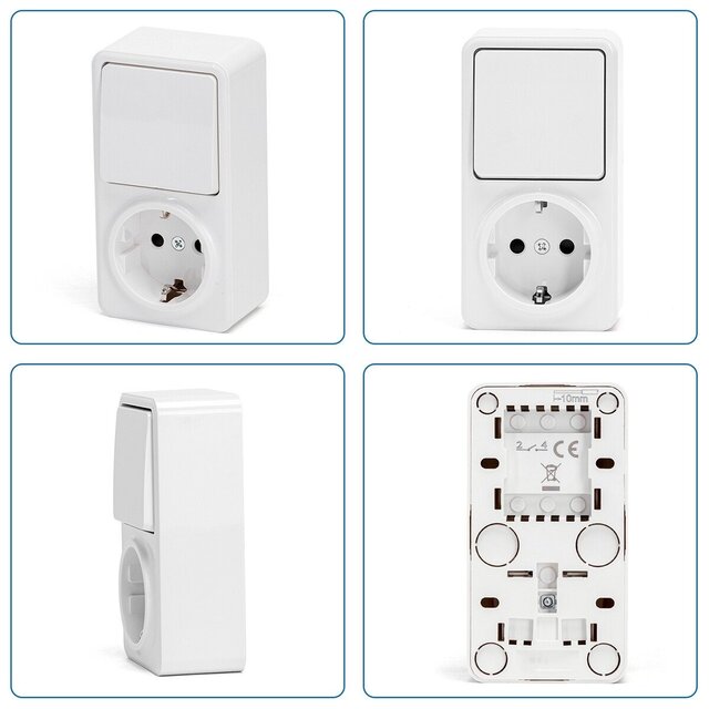HLW LED Aigi Winy surface-mounted wall socket white + changeover earth connection