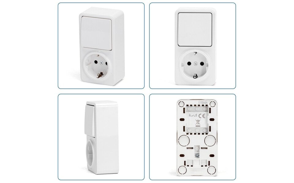 HLW LED Aigi Winy opbouw wandcontactdoos wit + wissel randaarde