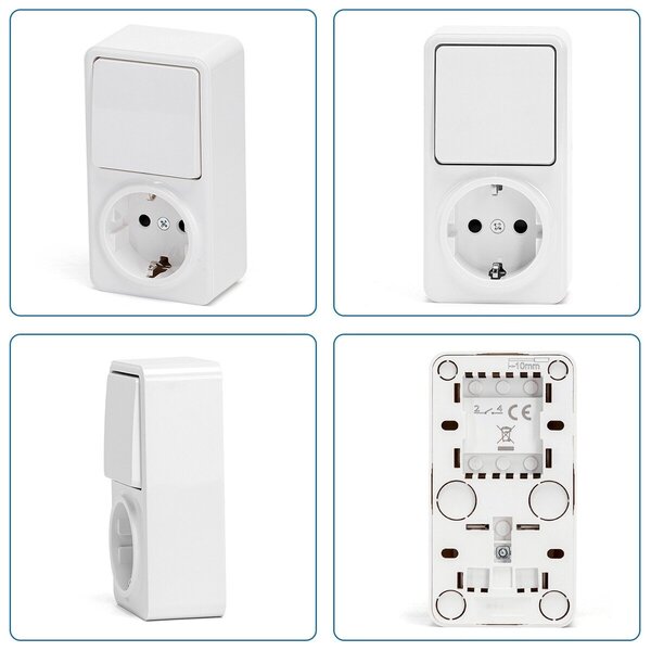 HLW LED Aigi Winy opbouw wandcontactdoos wit + wissel randaarde HLW LED Aigi Winy opbouw wandcontactdoos wit + wissel randaarde