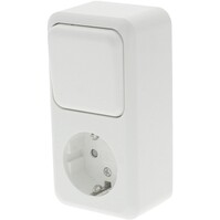Q-LINK Polar white surface-mounted wall socket with changeover switch Q-LINK Polar white surface-mounted wall socket with changeover switch