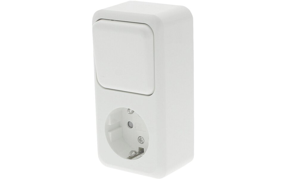 Q-LINK Q-LINK Polar white surface-mounted wall socket with changeover switch