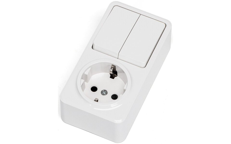 HLW LED Aigi Winy surface-mounted double wall socket + power outlet
