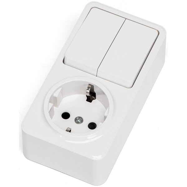 HLW LED Wandcontactdoos Aigi Winy opbouw 2-voudig + stopcontact HLW LED Wandcontactdoos Aigi Winy opbouw 2-voudig + stopcontact