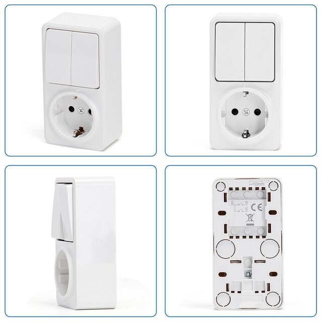 HLW LED Aigi Winy surface-mounted double wall socket + power outlet