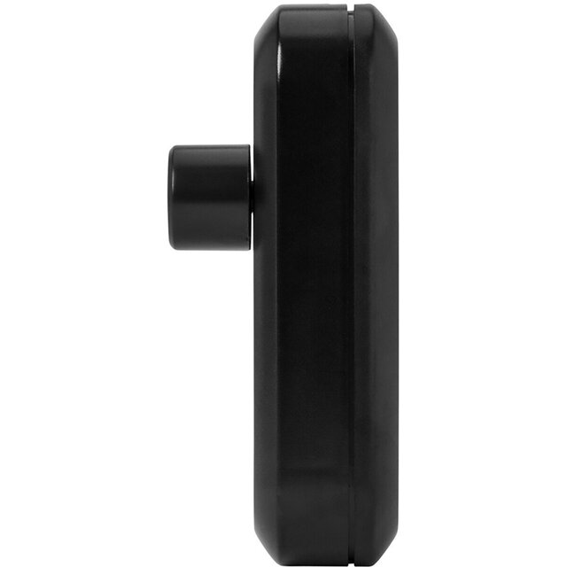 Compacte zwarte LED snoerdimmer geschikt voor 0-50W lampen met draaiknop en fase afsnijding technologie Compacte zwarte LED snoerdimmer geschikt voor 0-50W lampen met draaiknop en fase afsnijding technologie