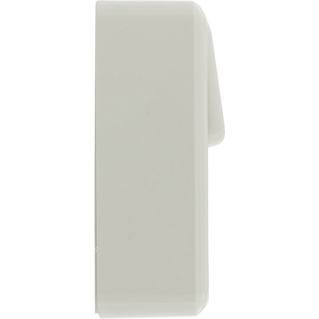 Polarwitte 2-voudige serieschakelaar met twee knoppen en geaard 1-voudig stopcontact in strak design Polarwitte 2-voudige serieschakelaar met twee knoppen en geaard 1-voudig stopcontact in strak design