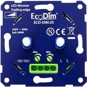EcoDim LED DUO Dimmer 2x0–100W – inbouw & opbouw EcoDim LED DUO Dimmer 2x0–100W – inbouw & opbouw
