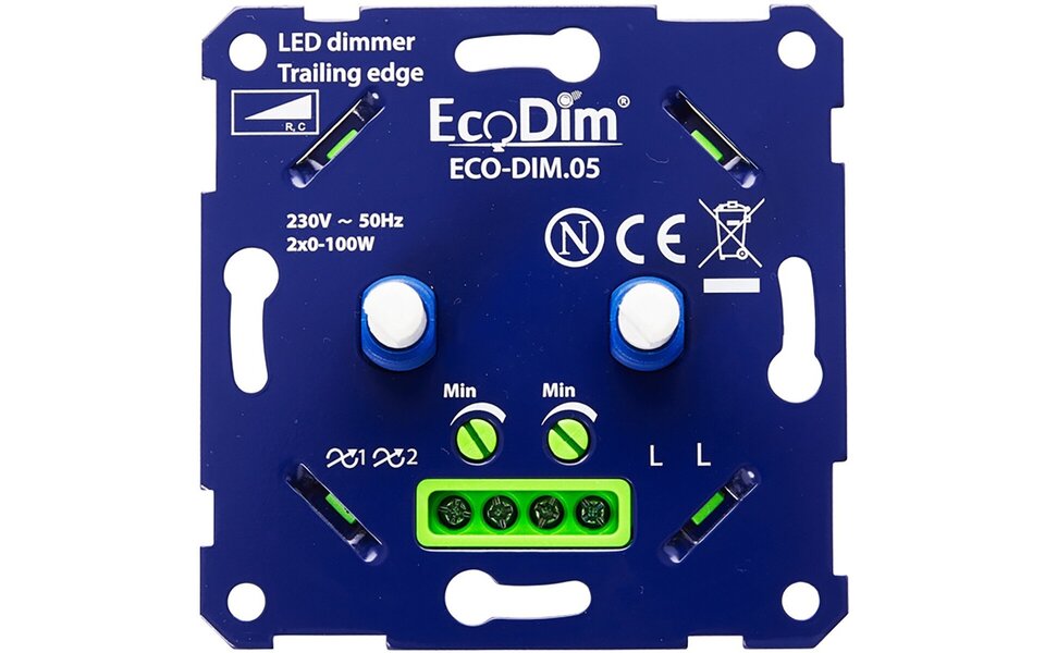 EcoDim EcoDim LED DUO Dimmer 2x0–100W – recessed & surface-mounted