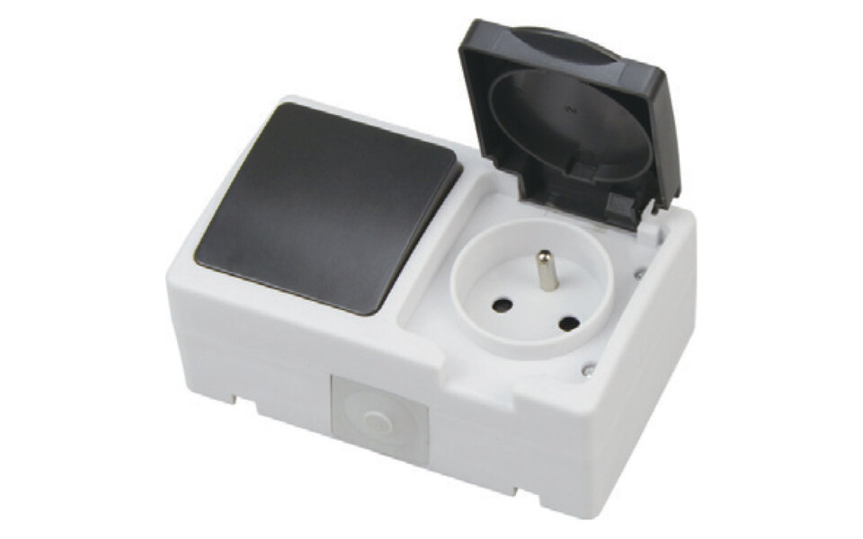 HLW LED Earthed outdoor socket IP54 with switch - surface-mounted HLW LED Earthed outdoor socket IP54 with switch - surface-mounted