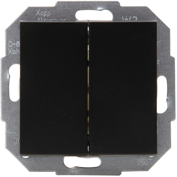 KOPP KOPP Athenis HK07 mat zwart 2-knops wisselschakelaar KOPP KOPP Athenis HK07 mat zwart 2-knops wisselschakelaar