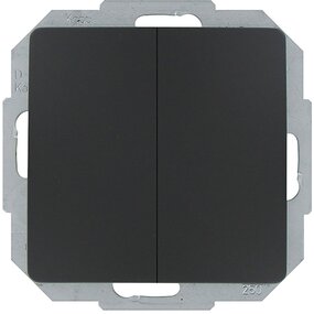 KOPP Mat Zwarte 2-knops Dubbele Wisselschakelaar Paris HK05 KOPP Mat Zwarte 2-knops Dubbele Wisselschakelaar Paris HK05