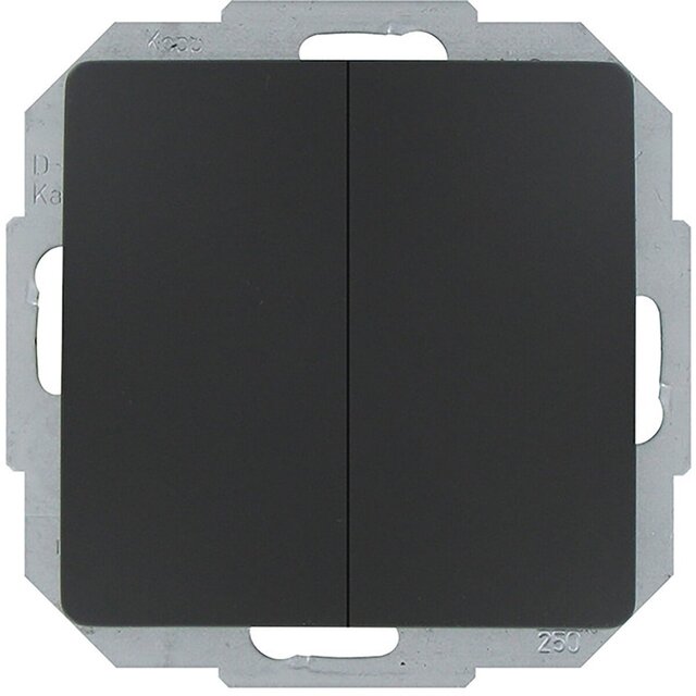 KOPP Mat Zwarte 2-knops Dubbele Wisselschakelaar Paris HK05 LED toebehoren KOPP Mat Zwarte 2-knops Dubbele Wisselschakelaar Paris HK05 LED toebehoren