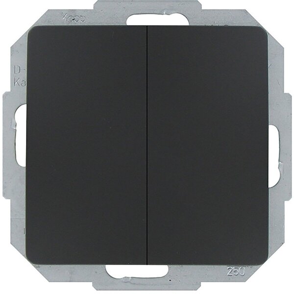 KOPP KOPP Mat Zwarte 2-knops Dubbele Wisselschakelaar Paris HK05 KOPP KOPP Mat Zwarte 2-knops Dubbele Wisselschakelaar Paris HK05