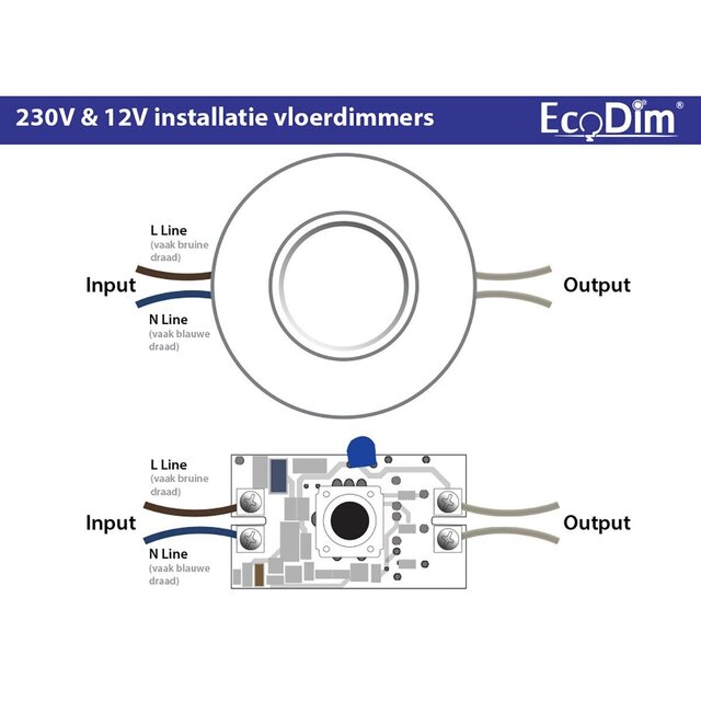 EcoDim EcoDim LED vloerdimmer 0–50W mat zwart — RC dimmer