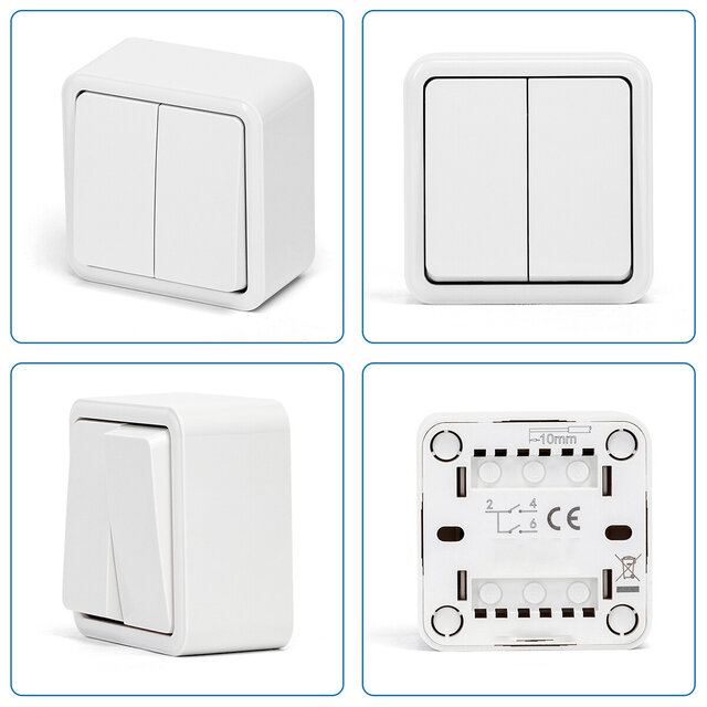 HLW LED Aigi Winy Double Series Switch 2-button White 250V/10A HLW LED Aigi Winy Double Series Switch 2-button White 250V/10A
