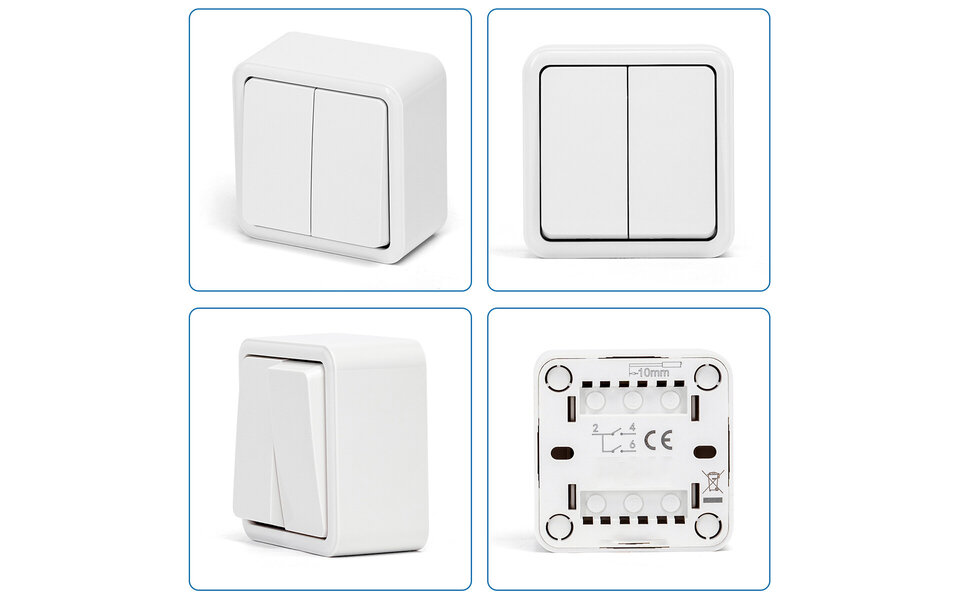 HLW LED Aigi Winy Dubbele Serieschakelaar 2-knops Wit 250V/10A