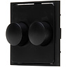 Mat zwarte universele afdekplaat met twee dimmerknoppen voor DUO dimmers in strak design