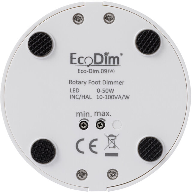 Mat witte EcoDim LED-dimmer 0-50W met druk- en draaiknop en faseafsnijding RC technologie Mat witte EcoDim LED-dimmer 0-50W met druk- en draaiknop en faseafsnijding RC technologie