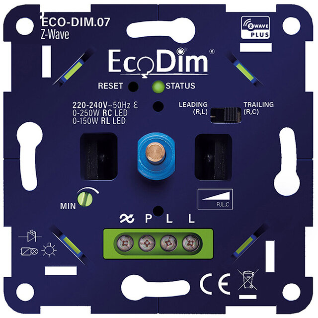 EcoDim Smart LED-dimmer 0–200W WiFi/Z-Wave met meter LED toebehoren