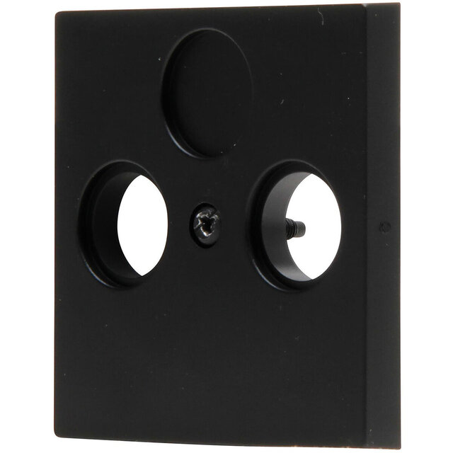 Mat zwarte coax afdekplaat met aparte tv- en radioaansluiting, duurzaam thermoplast en strak design