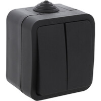 Q-LINK Dubbele Serieschakelaar 2-knoppen Mat Zwart IP54