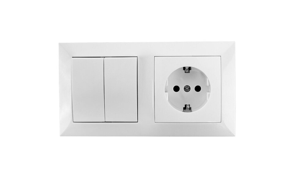 HLW LED Aigi Cika inbouw 2-knops wisselschakelaar met geaard stopcontact