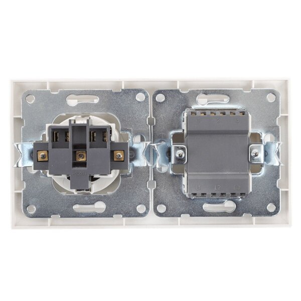 HLW LED Aigi Cika inbouw 2-knops wisselschakelaar met geaard stopcontact HLW LED Aigi Cika inbouw 2-knops wisselschakelaar met geaard stopcontact