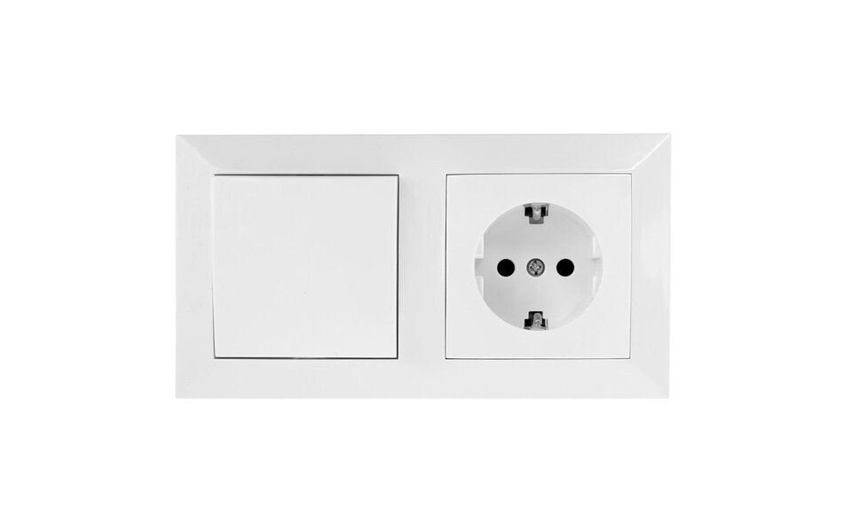 HLW LED Earthed socket + two-way switch 230V/16A White HLW LED Earthed socket + two-way switch 230V/16A White
