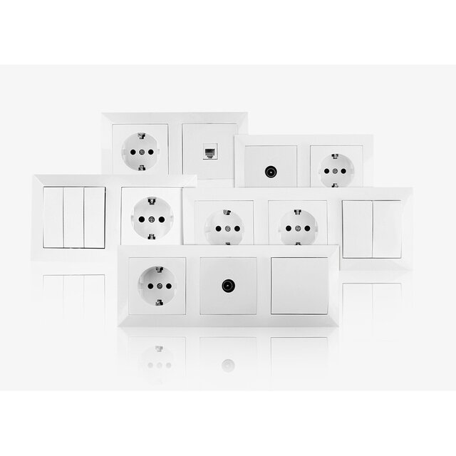 HLW LED Earthed socket + two-way switch 230V/16A White HLW LED Earthed socket + two-way switch 230V/16A White