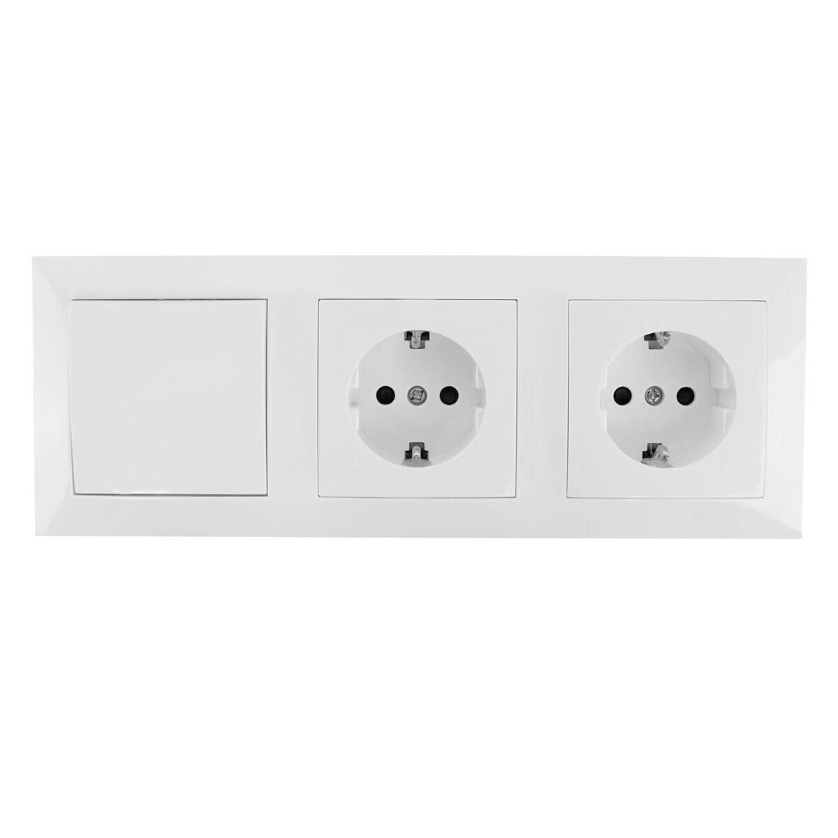 Wall socket combination 2-fold with two-way switch (white)