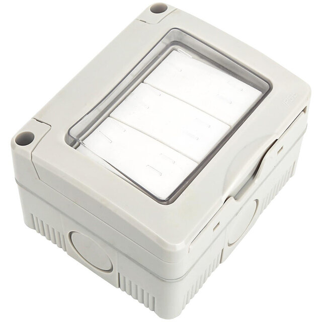 3-knops wisselschakelaar LED IP55 matgrijs 230V LED toebehoren 3-knops wisselschakelaar LED IP55 matgrijs 230V LED toebehoren