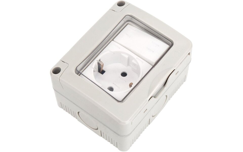 HLW LED Gray switchgear: socket + two-way switch IP55
