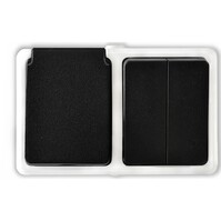 Grijs schakelmateriaal met enkel stopcontact & 2-knops wissel