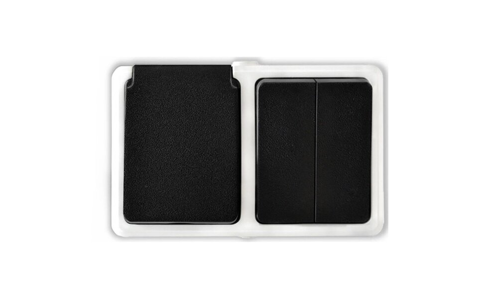 HLW LED Gray switchgear with single socket & 2-button changeover