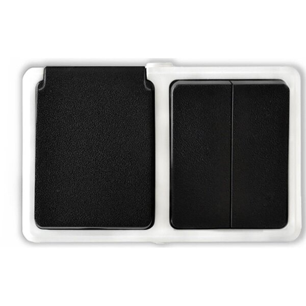 HLW LED Grijs schakelmateriaal met enkel stopcontact & 2-knops wissel