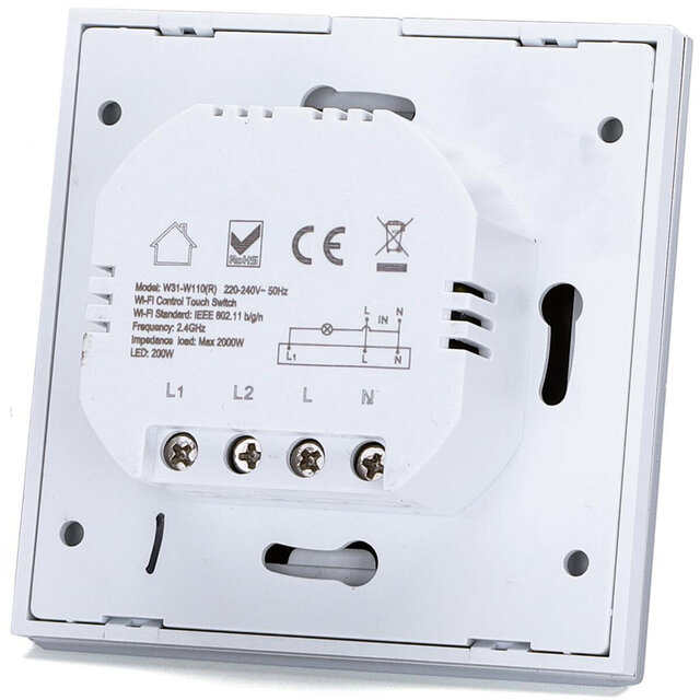 Enkelvoudige witte slimme WiFi touchschakelaar met LED-indicator voor spraakbediening en smartphonecontrole