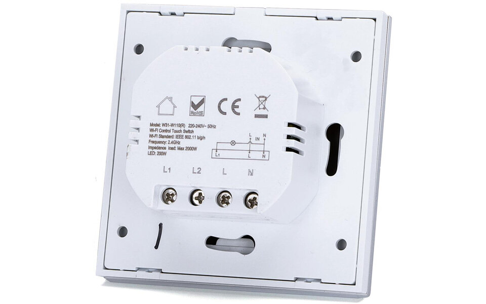 HLW LED Smart WiFi touch switch 1-button - LED, Alexa & Google