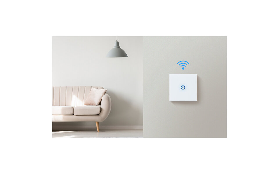 HLW LED Smart WiFi touch switch 1-button - LED, Alexa & Google