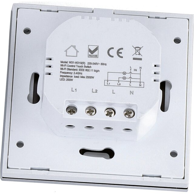 Witte 2-voudige touchschakelaar met smart WiFi bediening voor slimme verlichting Witte 2-voudige touchschakelaar met smart WiFi bediening voor slimme verlichting
