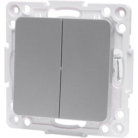 Wisselschakelaar Aigi Jura 1x dubbel zilver 250V 10A Wisselschakelaar Aigi Jura 1x dubbel zilver 250V 10A