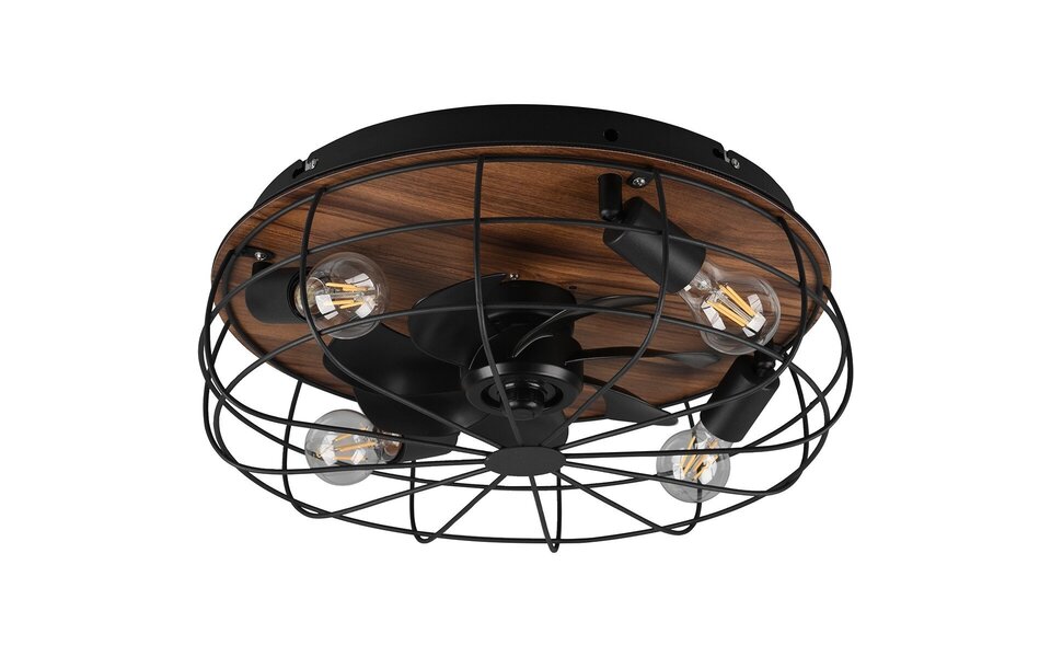 HLW LED LED plafondventilator mat zwart Ø48cm E27 afstandsbediening HLW LED LED plafondventilator mat zwart Ø48cm E27 afstandsbediening