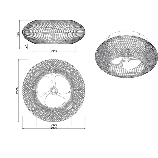 HLW LED Trion Lari LED plafondventilator 4x E27, afstandsbediening
