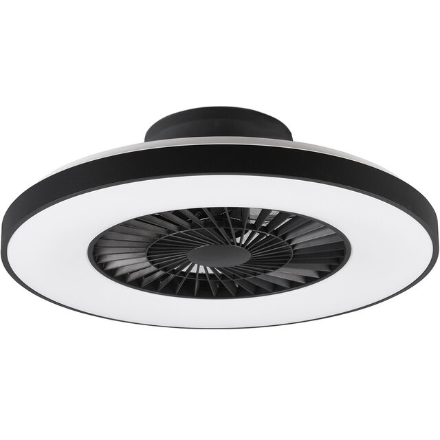 Dimbare mat zwarte LED plafondventilator met 40W vermogen en 5000 lumen lichtopbrengst