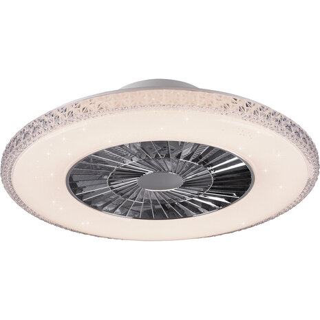 Ronde LED plafondlamp ventilator 60 cm mat chroom, dimbaar Ronde LED plafondlamp ventilator 60 cm mat chroom, dimbaar