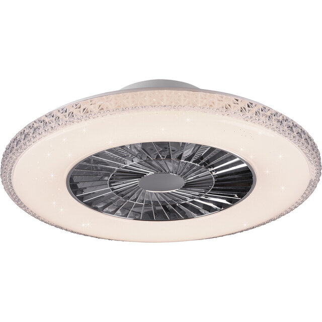 Ronde LED plafondlamp ventilator 60 cm mat chroom, dimbaar Verlichting per ruimte