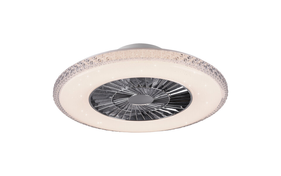 HLW LED Round LED ceiling fan light 60 cm matte chrome, dimmable