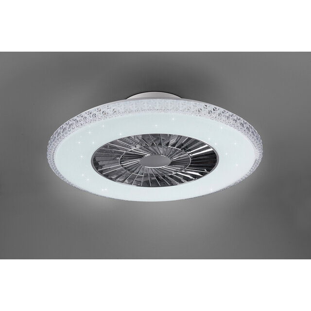 HLW LED Round LED ceiling fan light 60 cm matte chrome, dimmable